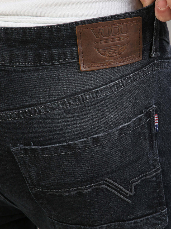 VUDUBlack Frayed DenimsSlim Fit