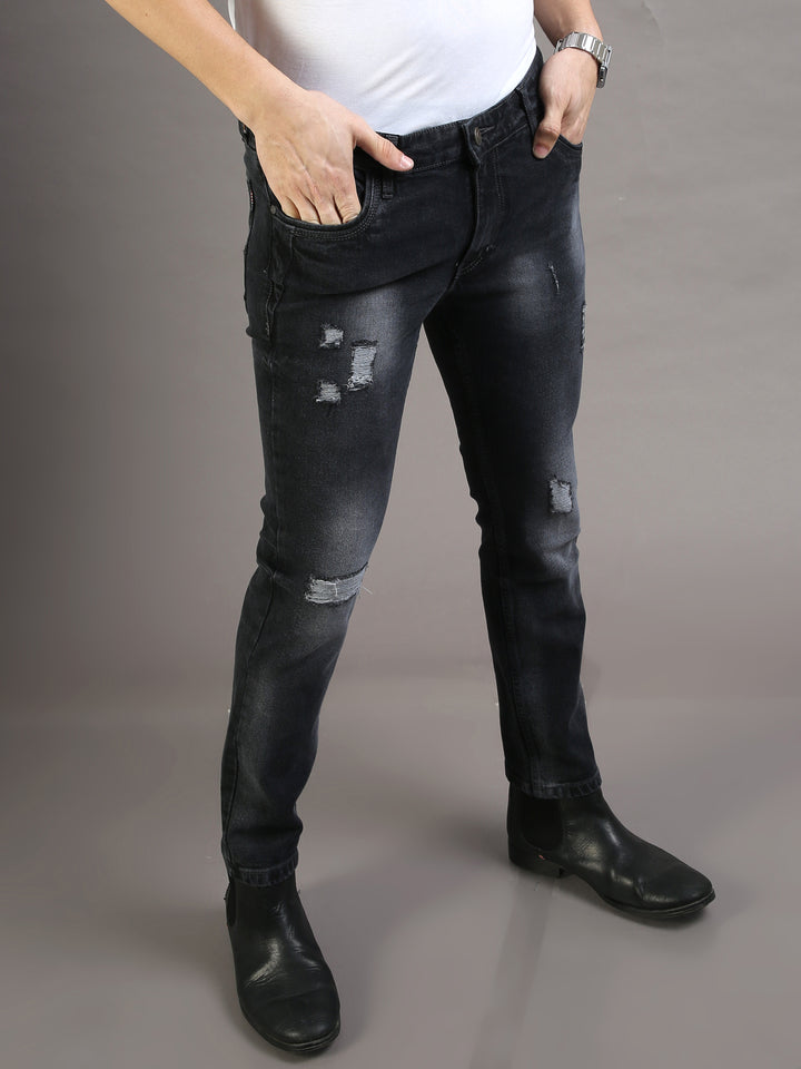 VUDUBlack Frayed DenimsSlim Fit