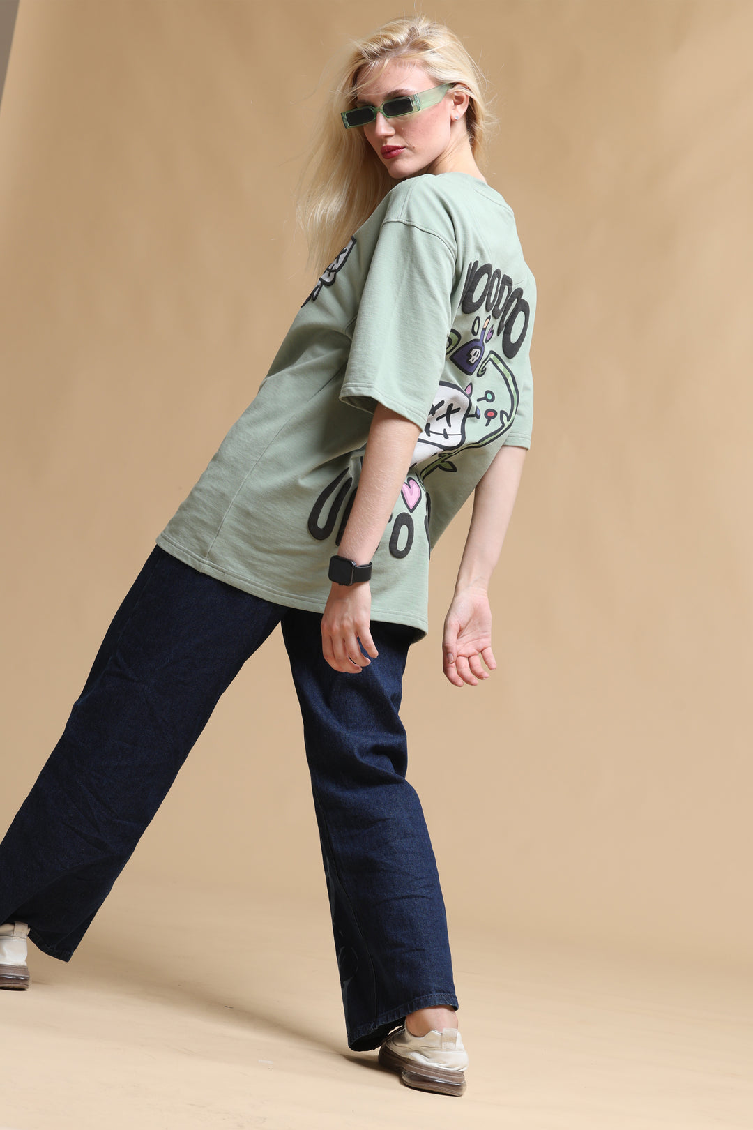 VOODOO UNTO YOU OLIVE OVERSIZED WOMEN'S T-SHIRT