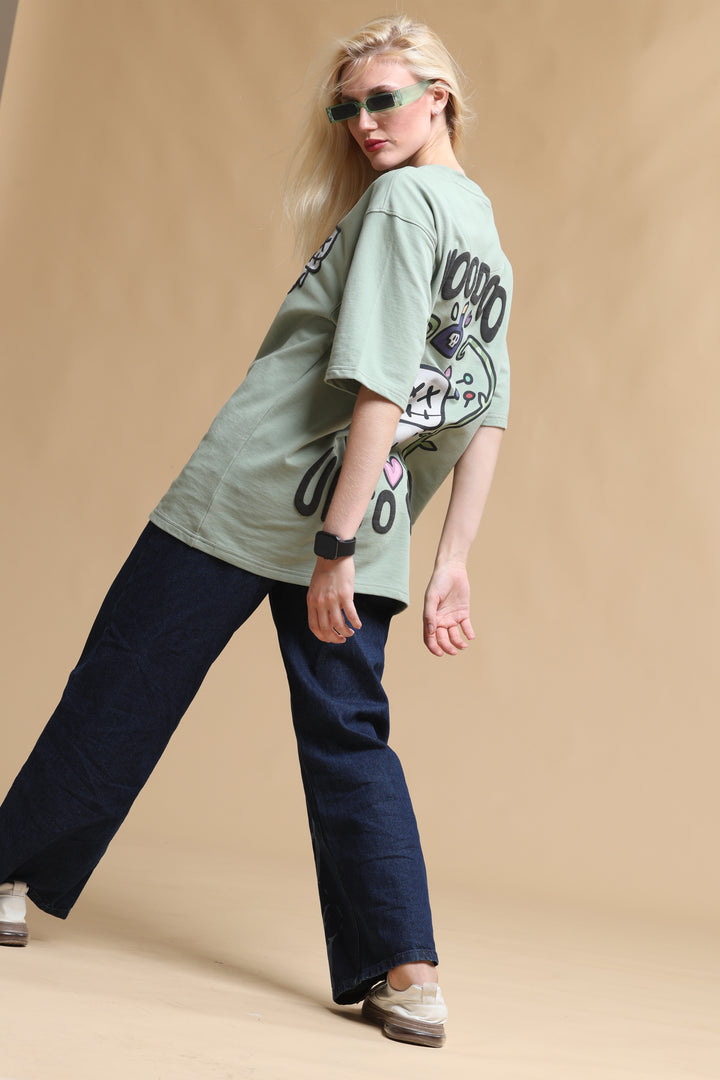 VOODOO UNTO YOU OLIVE OVERSIZED WOMEN'S T-SHIRT