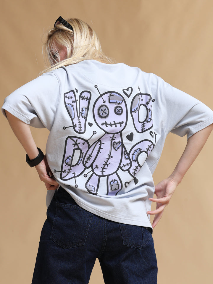 VOODOO DOLL MAUVE OVERSIZED WOMEN'S T-SHIRT