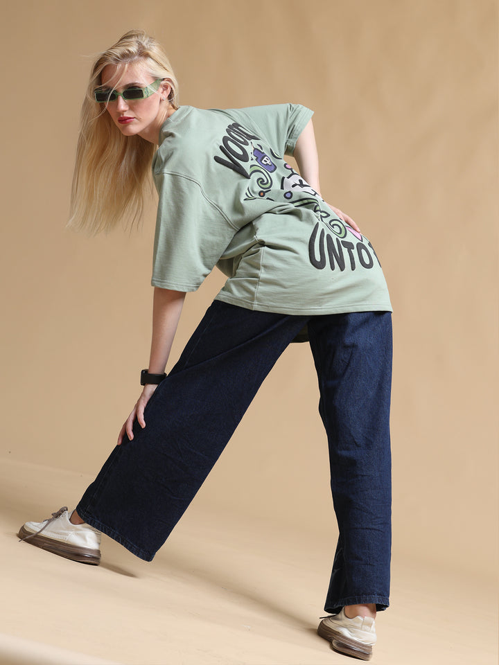 VOODOO UNTO YOU OLIVE OVERSIZED WOMEN'S T-SHIRT
