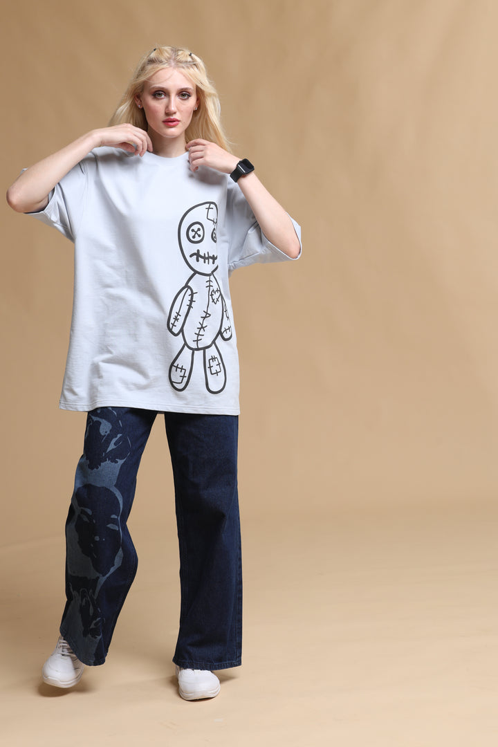 VOODOO DOLL MAUVE OVERSIZED WOMEN'S T-SHIRT