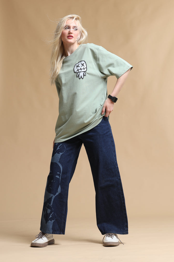 VOODOO UNTO YOU OLIVE OVERSIZED WOMEN'S T-SHIRT