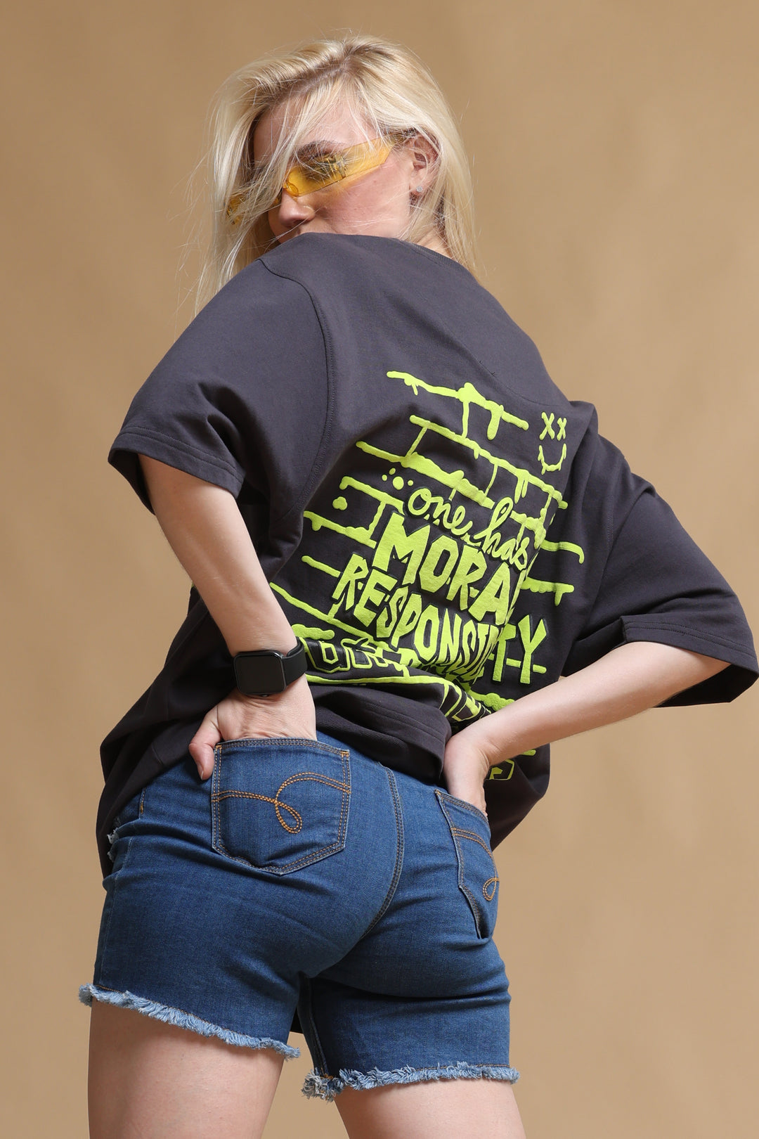 MORAL RESPONSIBILITY BLACK OVERSIZED WOMEN'S T-SHIRT