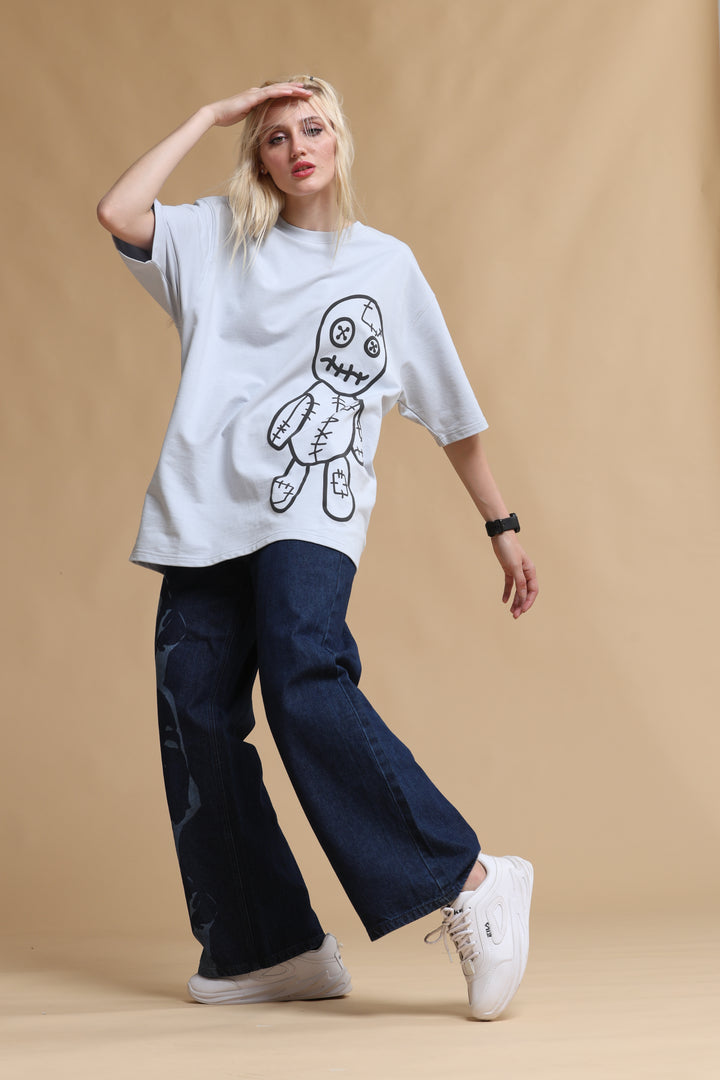 VOODOO DOLL MAUVE OVERSIZED WOMEN'S T-SHIRT