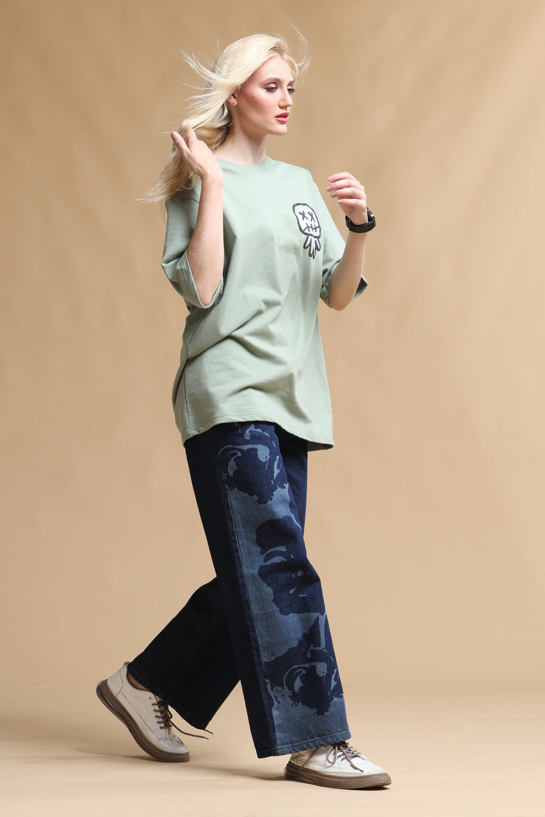 VOODOO UNTO YOU OLIVE OVERSIZED WOMEN'S T-SHIRT