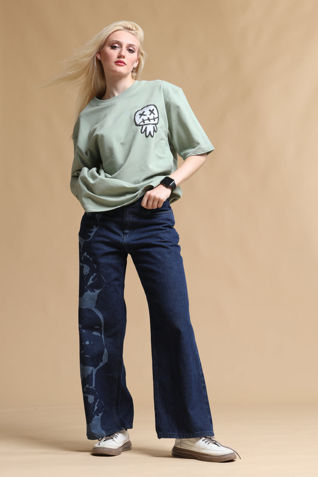 VOODOO UNTO YOU OLIVE OVERSIZED WOMEN'S T-SHIRT