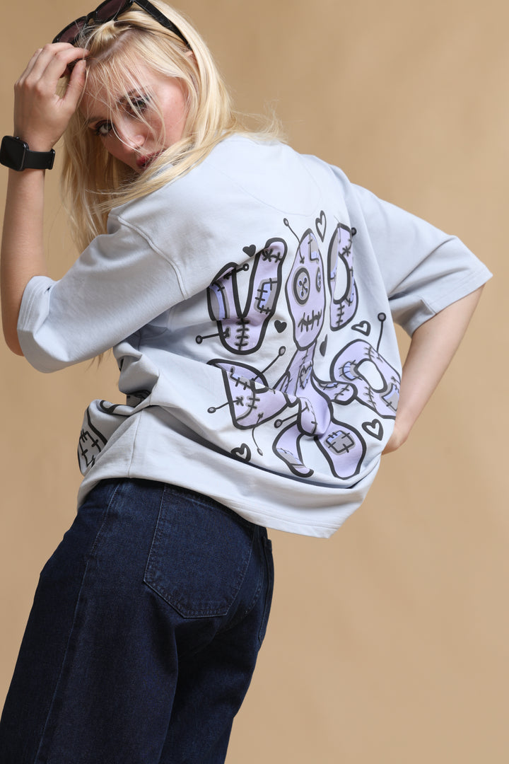 VOODOO DOLL MAUVE OVERSIZED WOMEN'S T-SHIRT