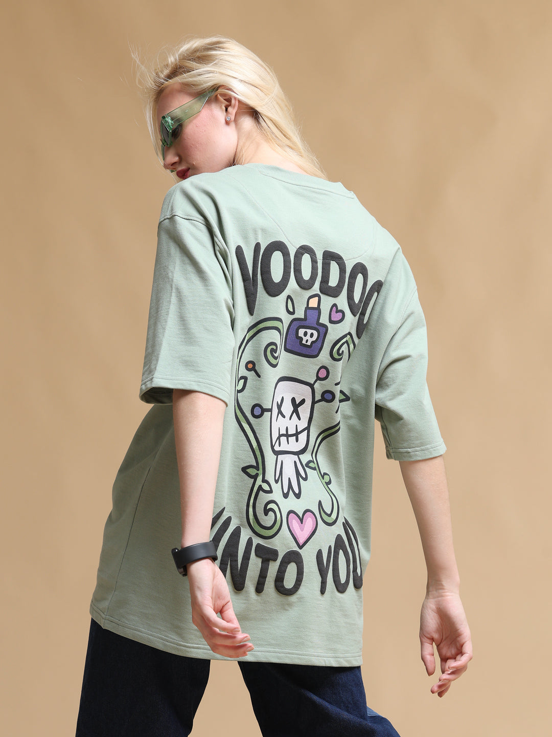 VOODOO UNTO YOU OLIVE OVERSIZED WOMEN'S T-SHIRT