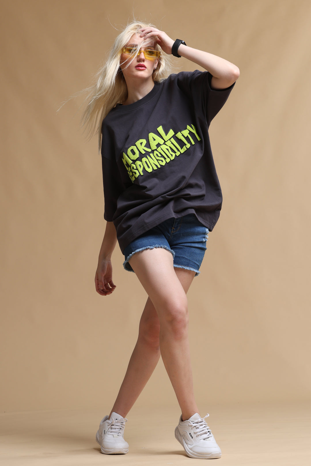 MORAL RESPONSIBILITY BLACK OVERSIZED WOMEN'S T-SHIRT