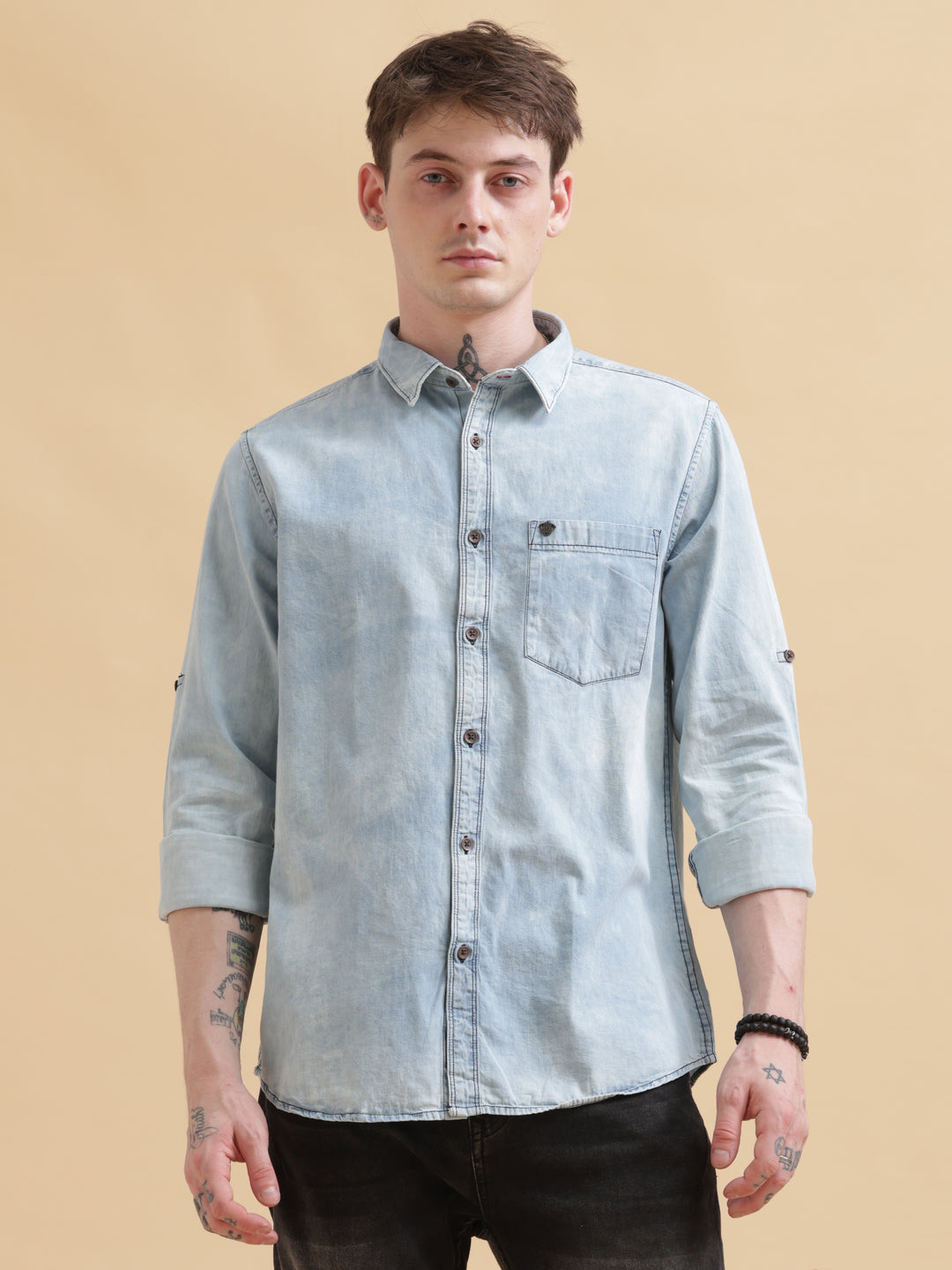 Fashion Men Dress Jeans Shirt Jean Colored Shirt The Roadster