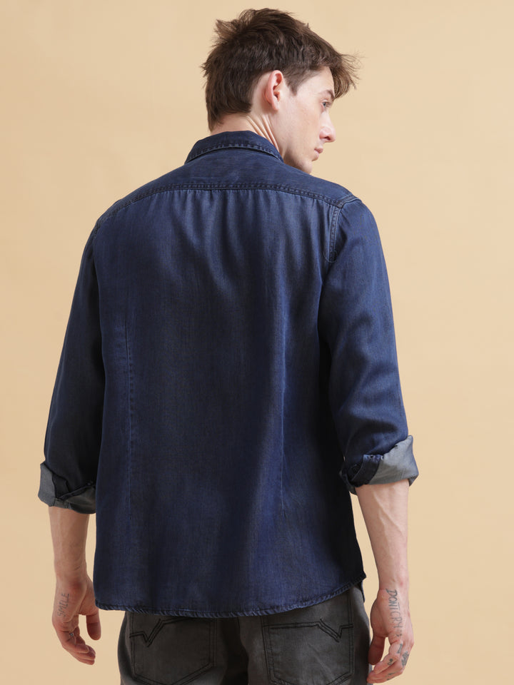 VUDUDark Indigo Denim ShirtRegular Fit