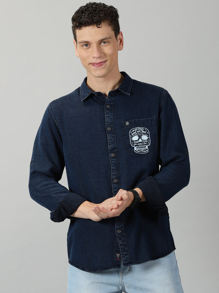 VUDUDenim Printed ShirtRegular Fit