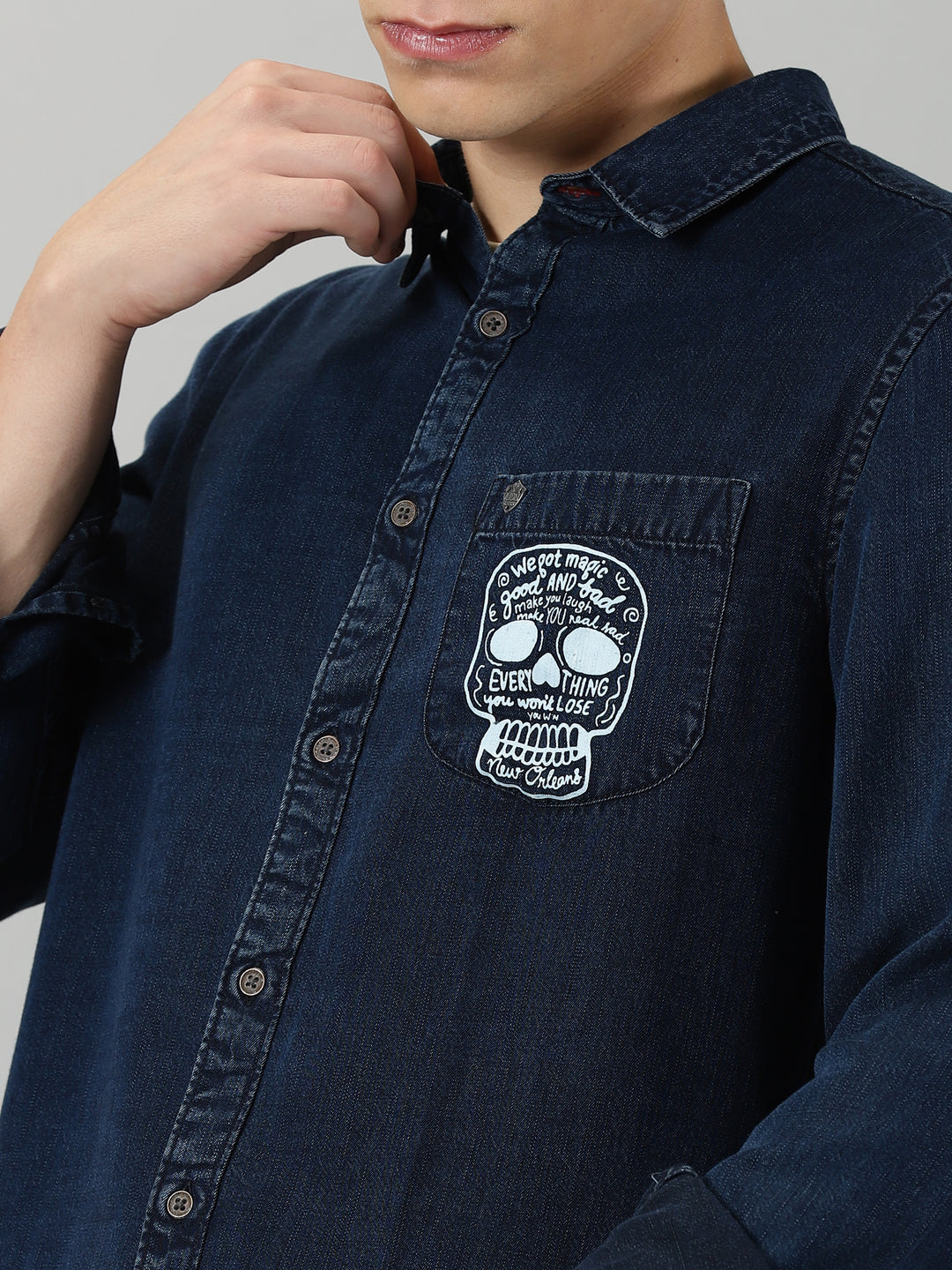 VUDUDenim Printed ShirtRegular Fit
