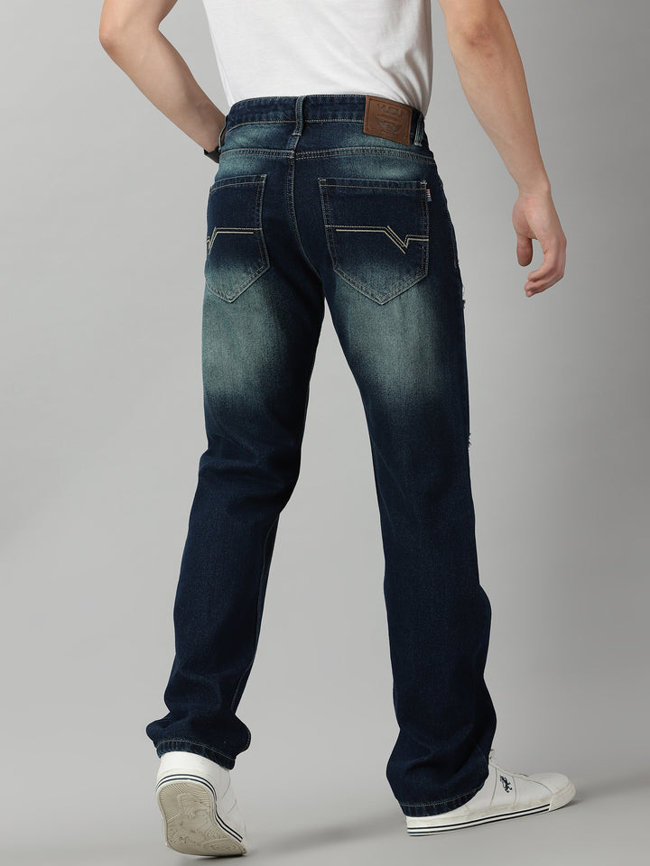 VUDUFrayed Navy Comfort DenimComfort Fit