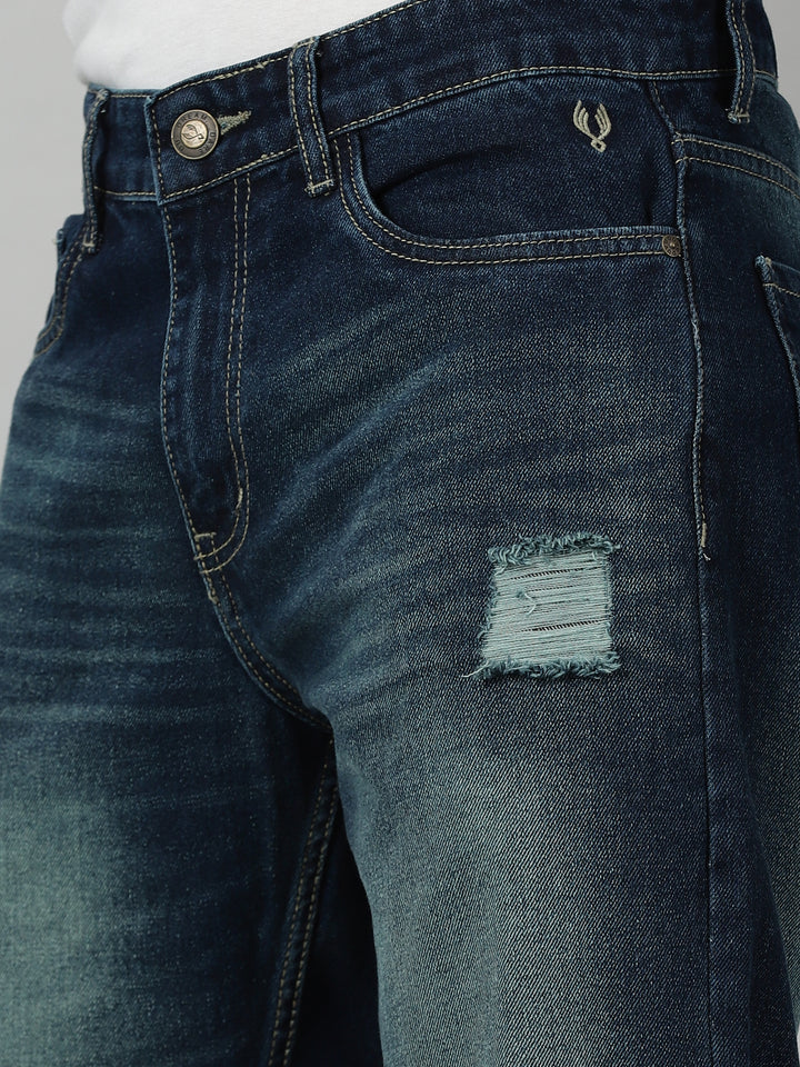 VUDUFrayed Navy Comfort DenimComfort Fit