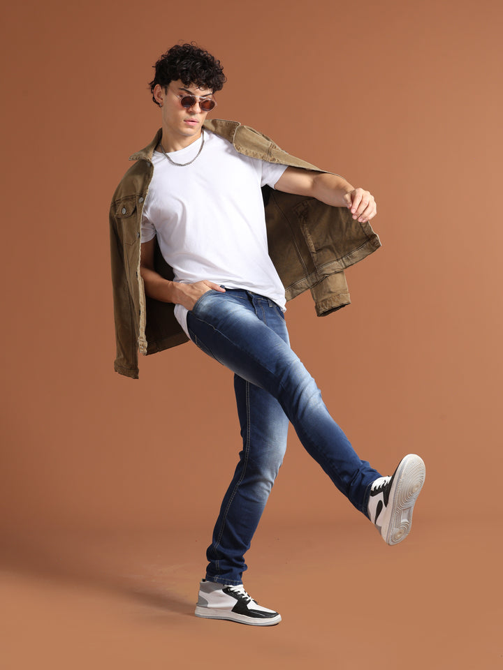 Vudu Men's Navy Blue Slim Fit Jeans