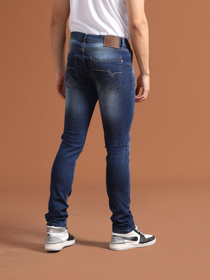 Vudu Men's Navy Blue Slim Fit Jeans