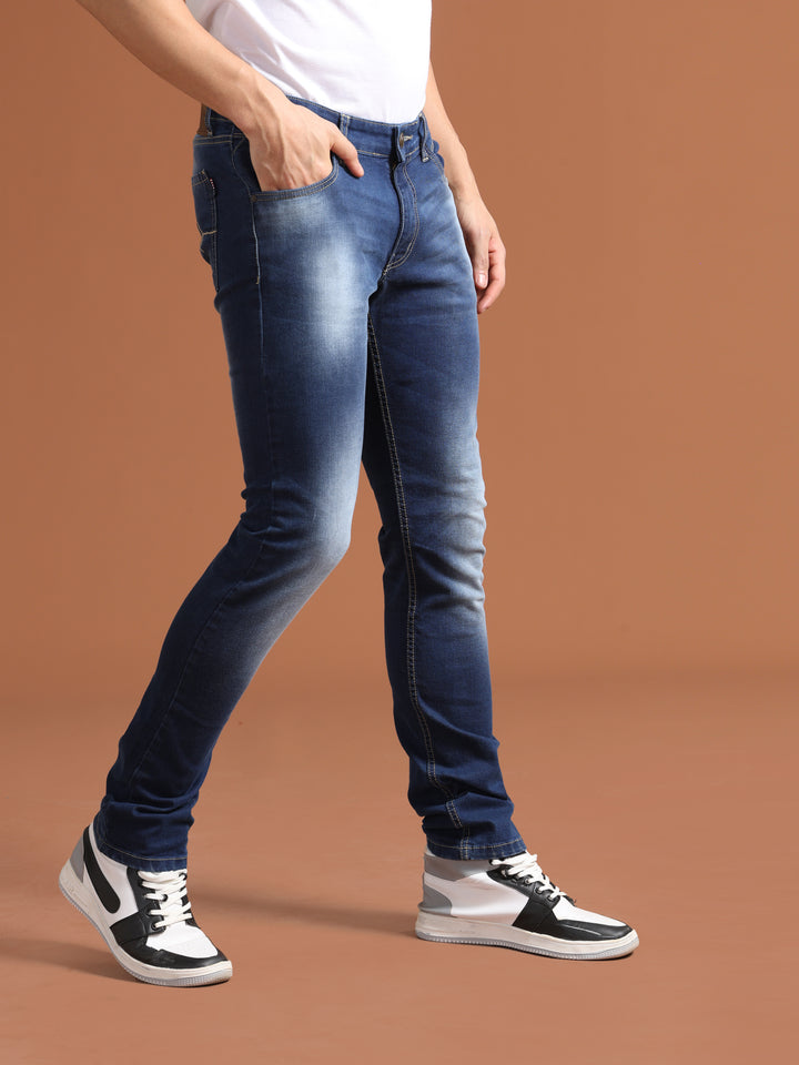 Vudu Men's Navy Blue Slim Fit Jeans