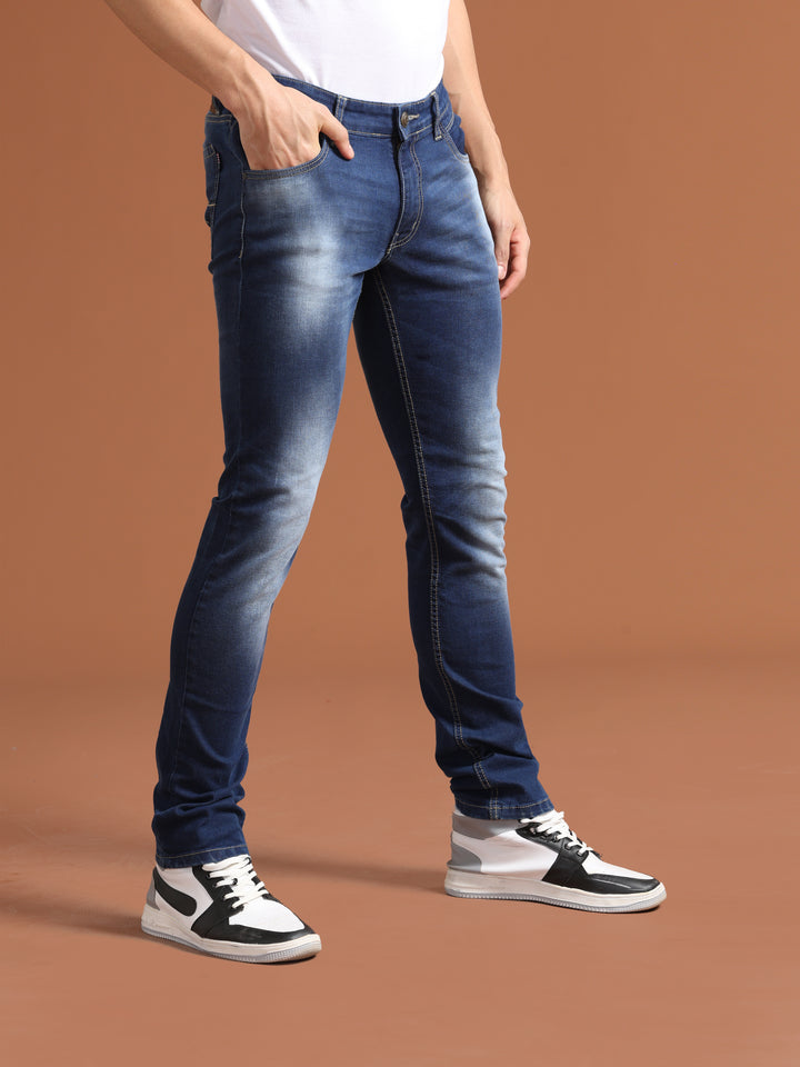 Vudu Men's Navy Blue Slim Fit Jeans