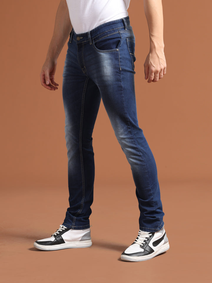 Vudu Men's Navy Blue Slim Fit Jeans