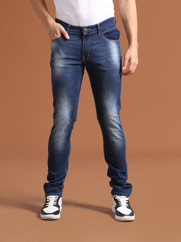 Vudu Men's Navy Blue Slim Fit Jeans