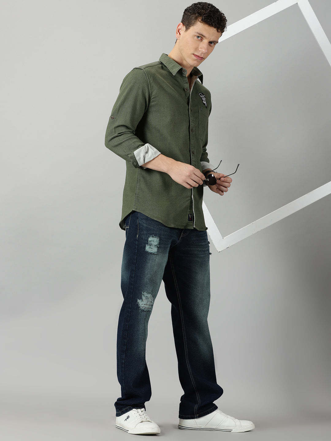 Green Shirt Matching Jeans Pants Matching Shirt Olive Jeans