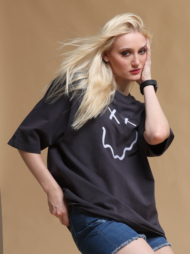 BLACK CREEP IT REAL OVERSIZED WOMEN'S T-SHIRT