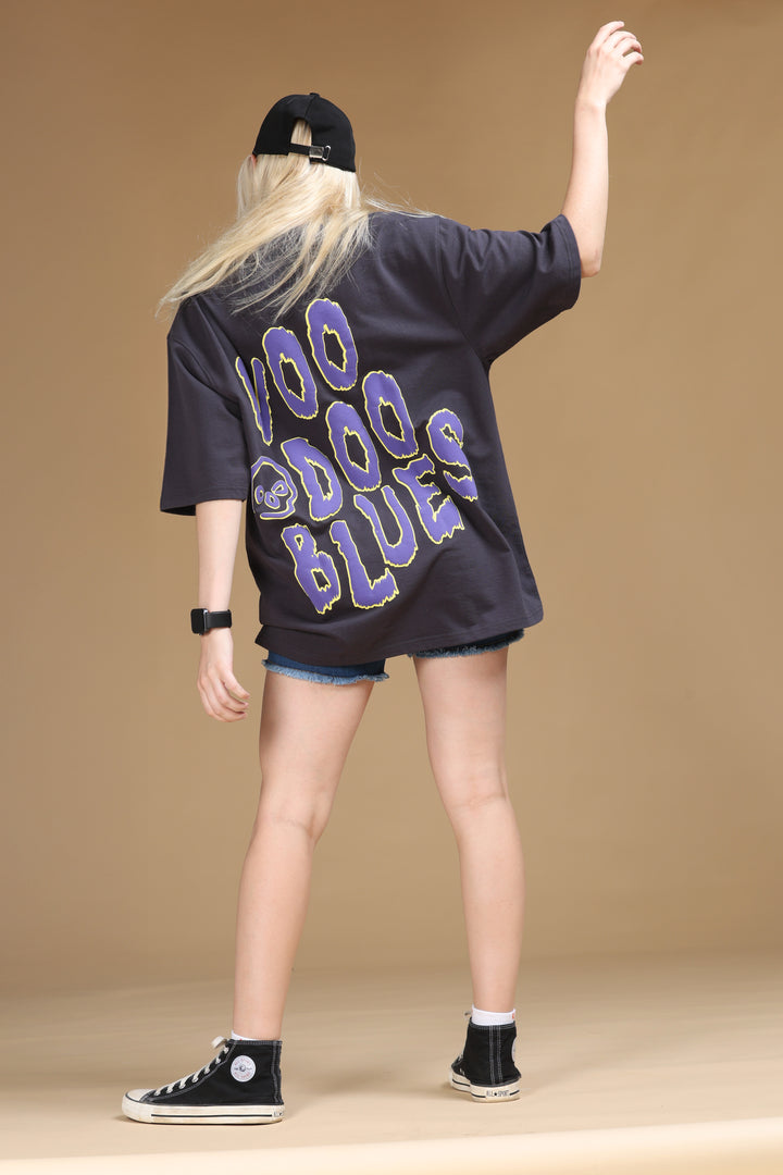 VOODOO BLUES BLACK OVERSIZED WOMEN'S T-SHIRT