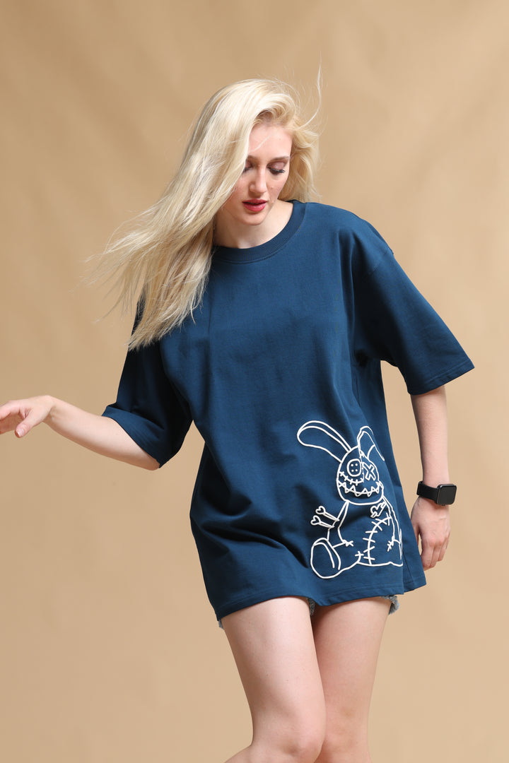 VOODOO DOLL NAVY OVERSIZED WOMEN'S T-SHIRT