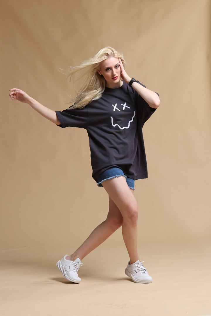 BLACK CREEP IT REAL OVERSIZED WOMEN'S T-SHIRT
