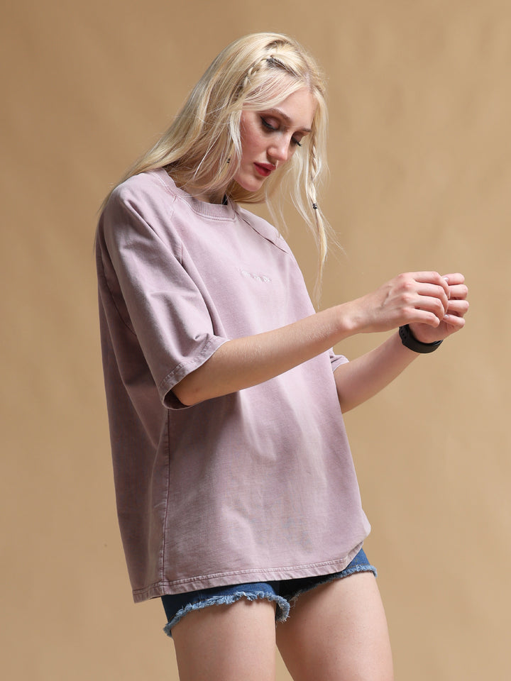 DESERT TAUPE ACID WASH OVERSIZED WOMEN'S T-SHIRT