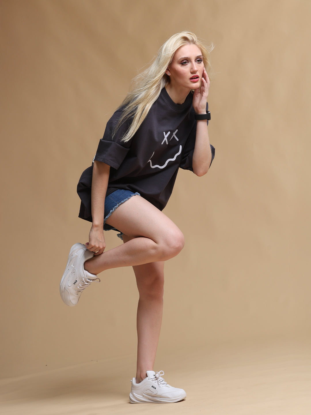 BLACK CREEP IT REAL OVERSIZED WOMEN'S T-SHIRT