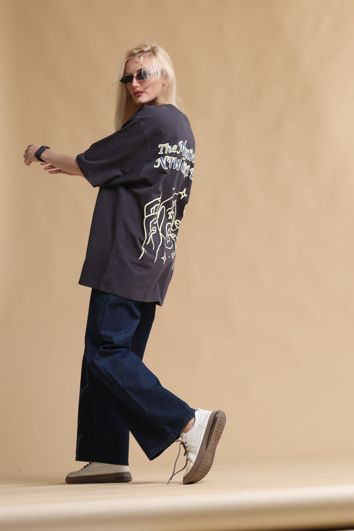MYSTIC BLACK OVERSIZED WOMEN'S T-SHIRT