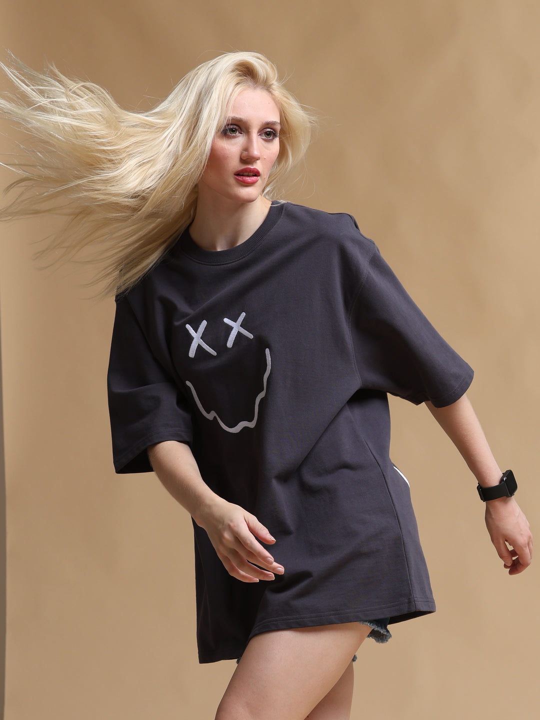 BLACK CREEP IT REAL OVERSIZED WOMEN'S T-SHIRT