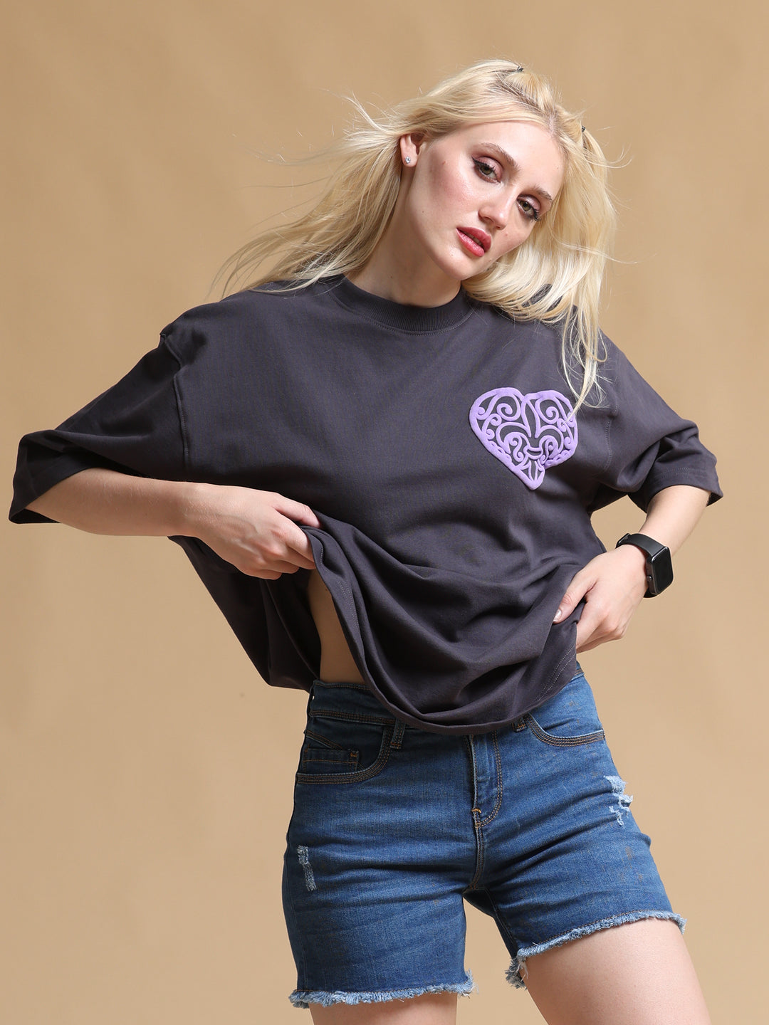 FLEURD' ORLEANS BLACK OVERSIZED WOMEN'S T-SHIRT