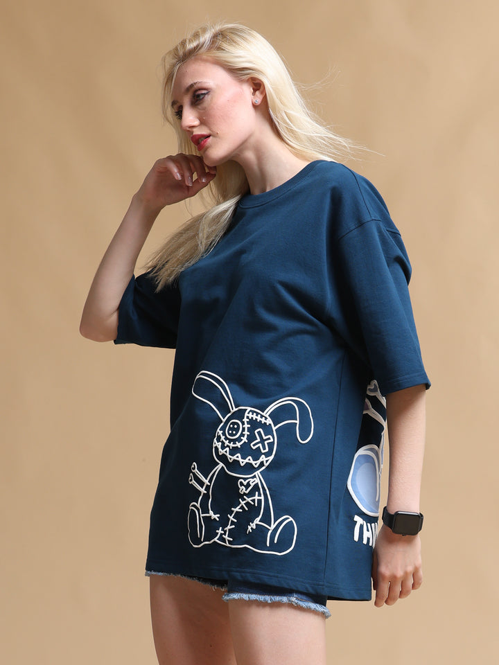 VOODOO DOLL NAVY OVERSIZED WOMEN'S T-SHIRT