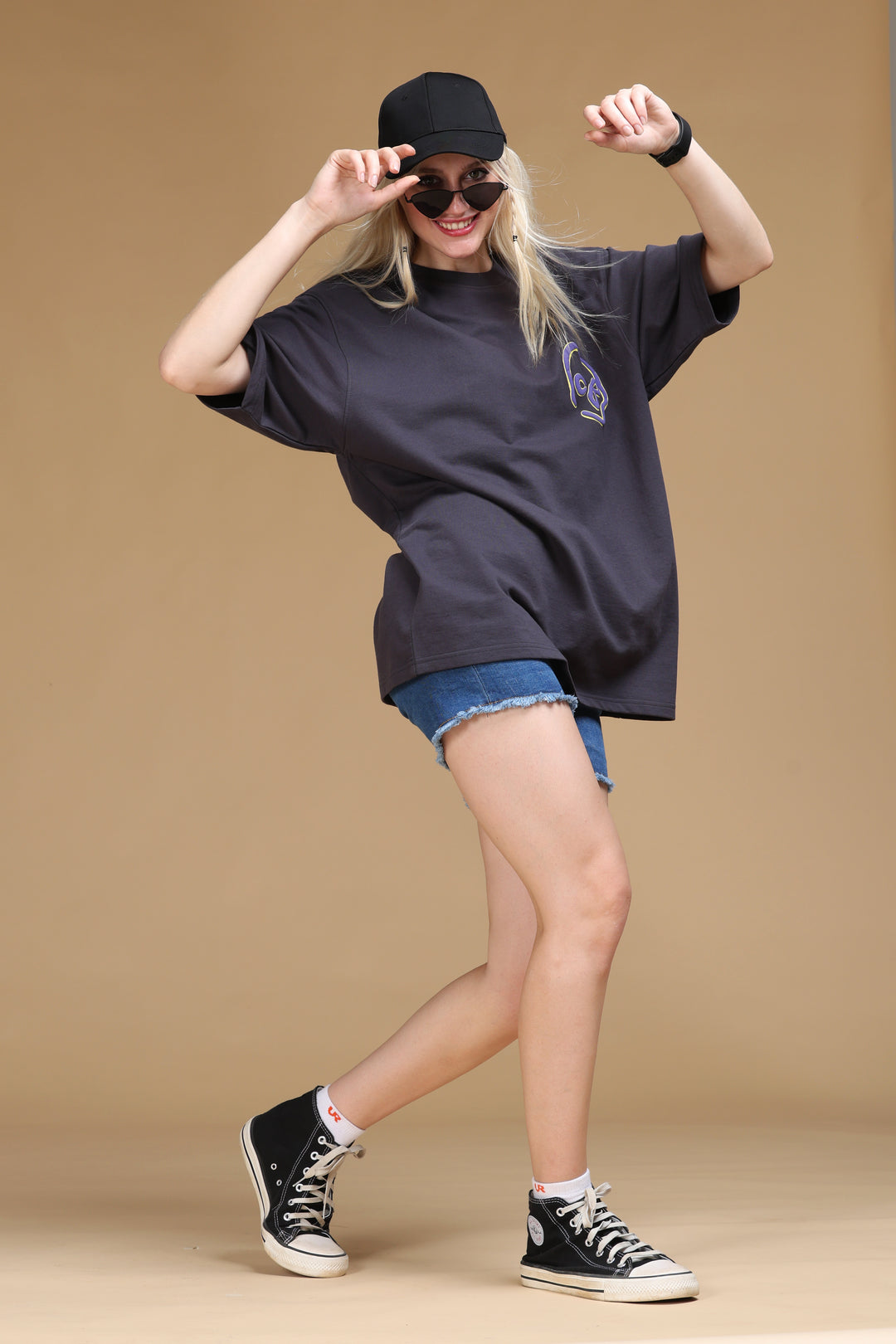 VOODOO BLUES BLACK OVERSIZED WOMEN'S T-SHIRT