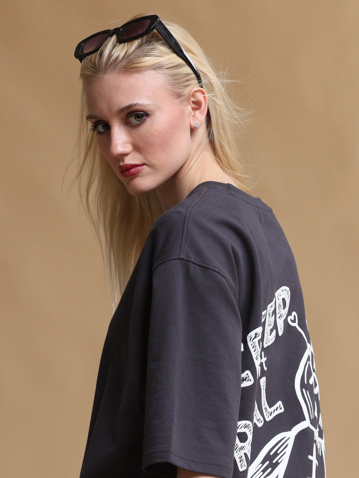 BLACK CREEP IT REAL OVERSIZED WOMEN'S T-SHIRT