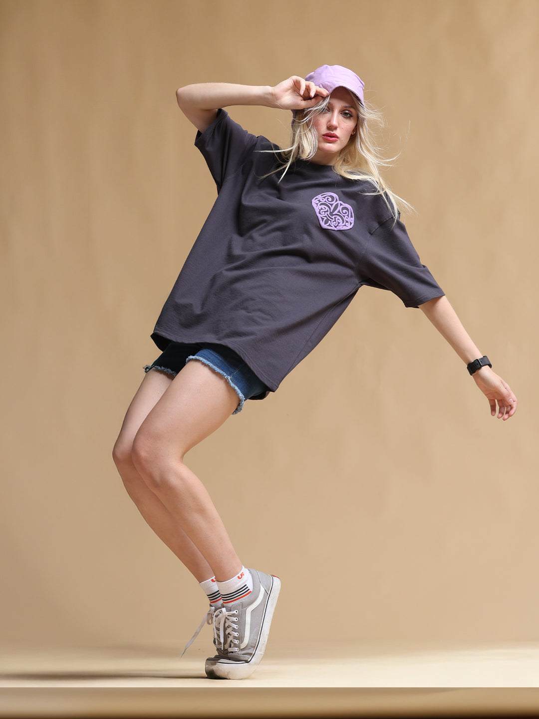 FLEURD' ORLEANS BLACK OVERSIZED WOMEN'S T-SHIRT