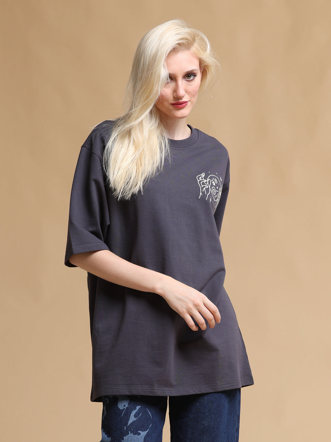 MYSTIC BLACK OVERSIZED WOMEN'S T-SHIRT