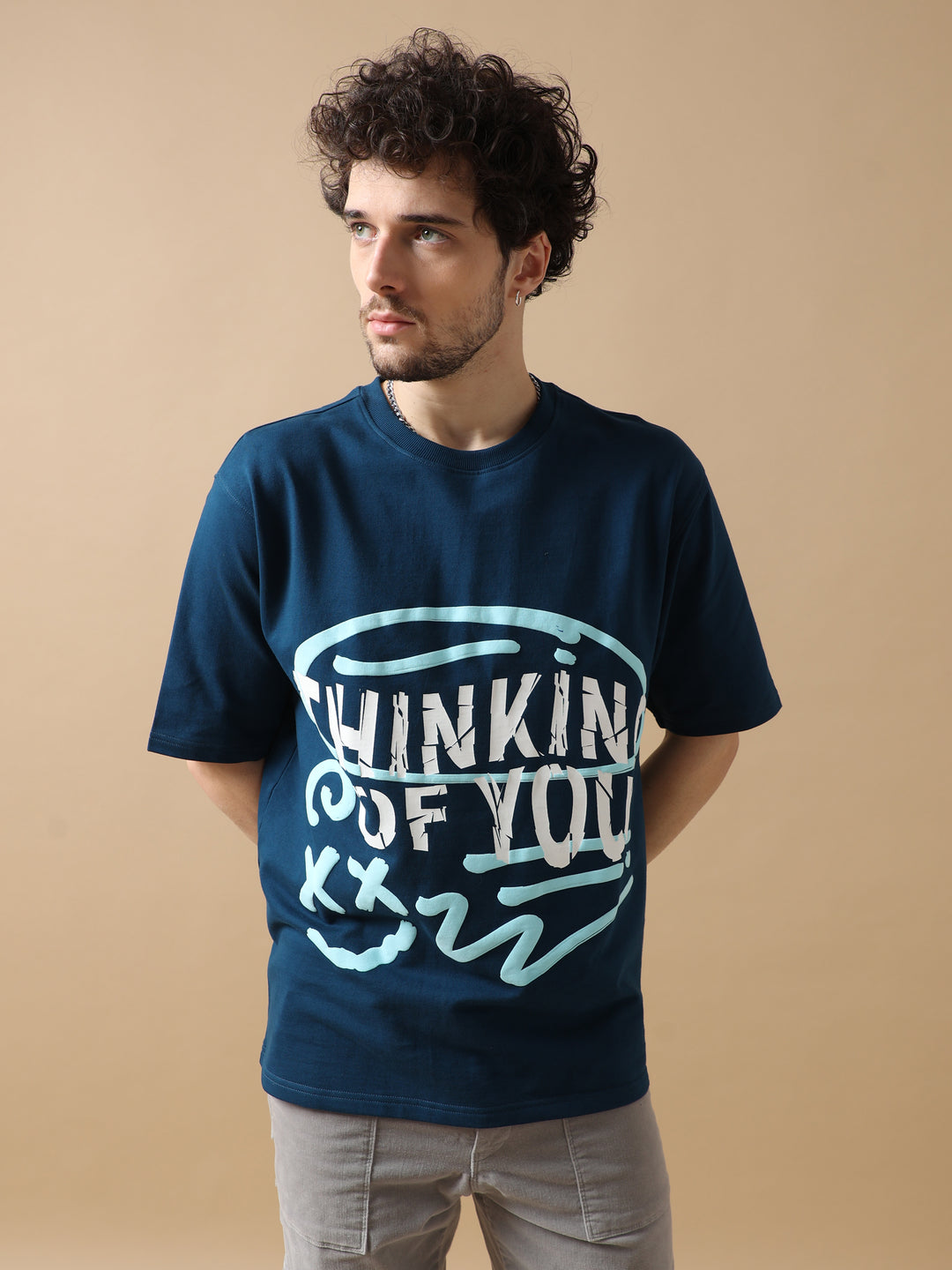 THINKING OF YOU NAVY OVERSIZED T-SHIRT