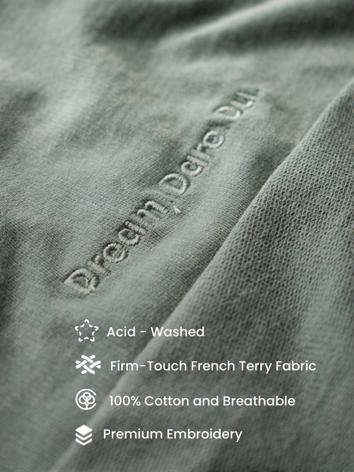 OLIVE ACID WASH OVERSIZED T-SHIRT