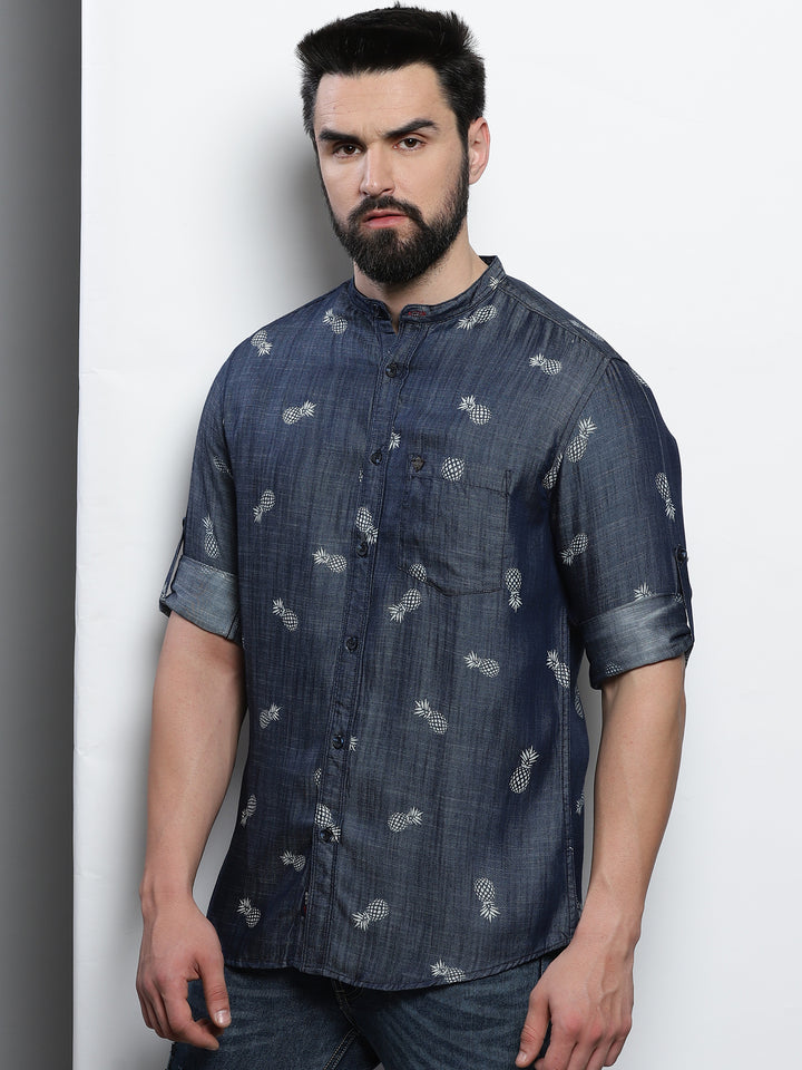 Pineapple Print Denim Shirt