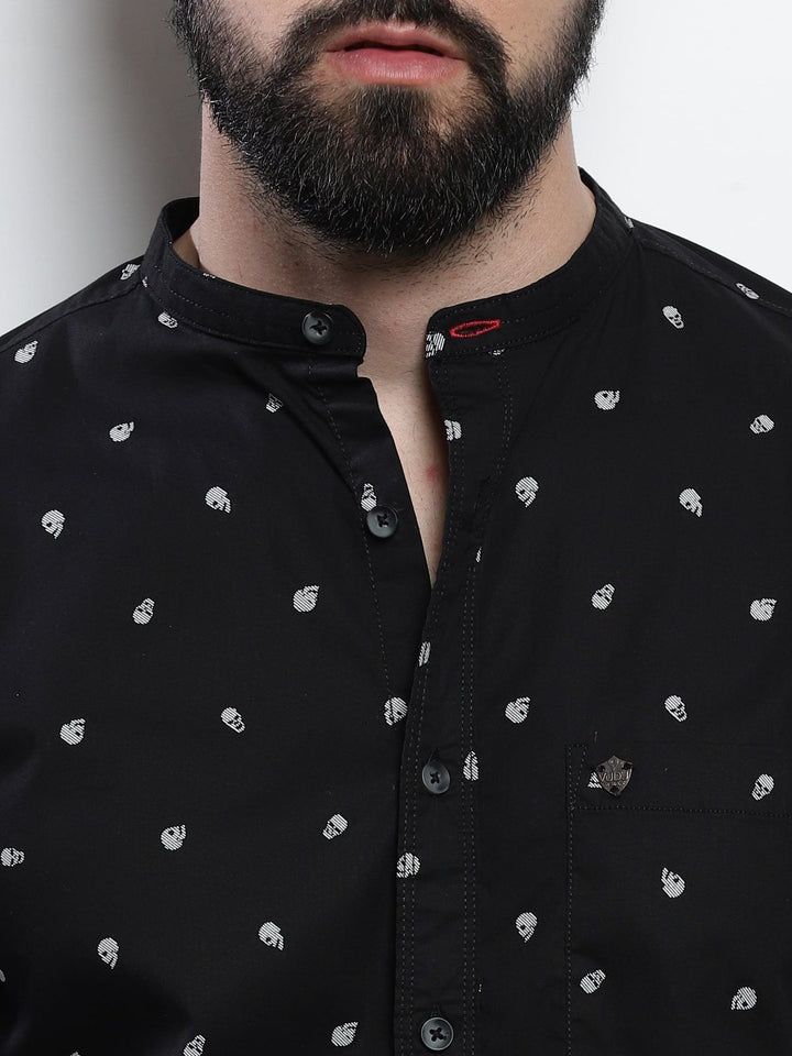 VUDUBlack Skull Print ShirtRegular Fit