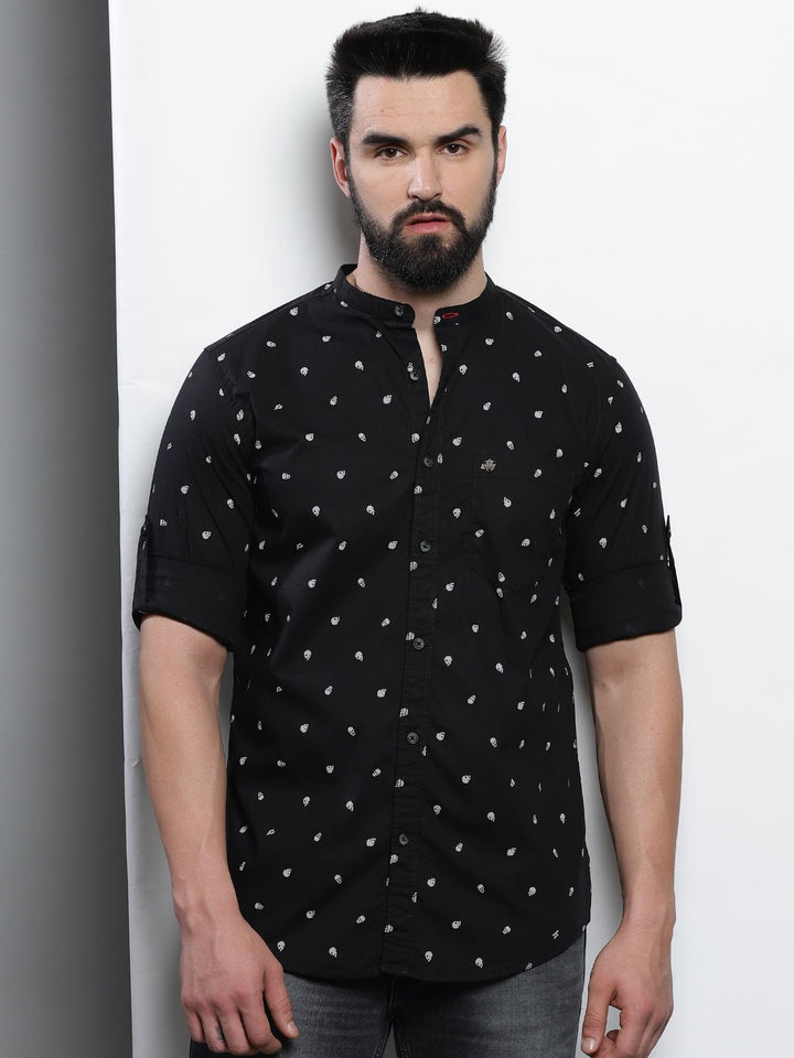 VUDUBlack Skull Print ShirtRegular Fit