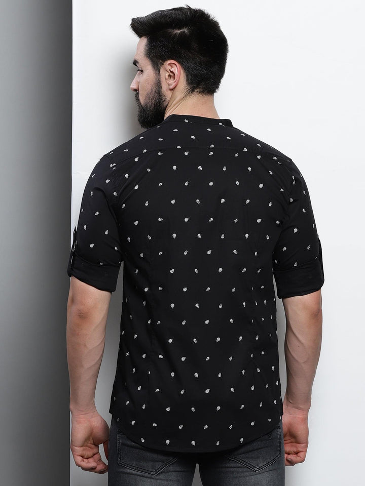 VUDUBlack Skull Print ShirtRegular Fit