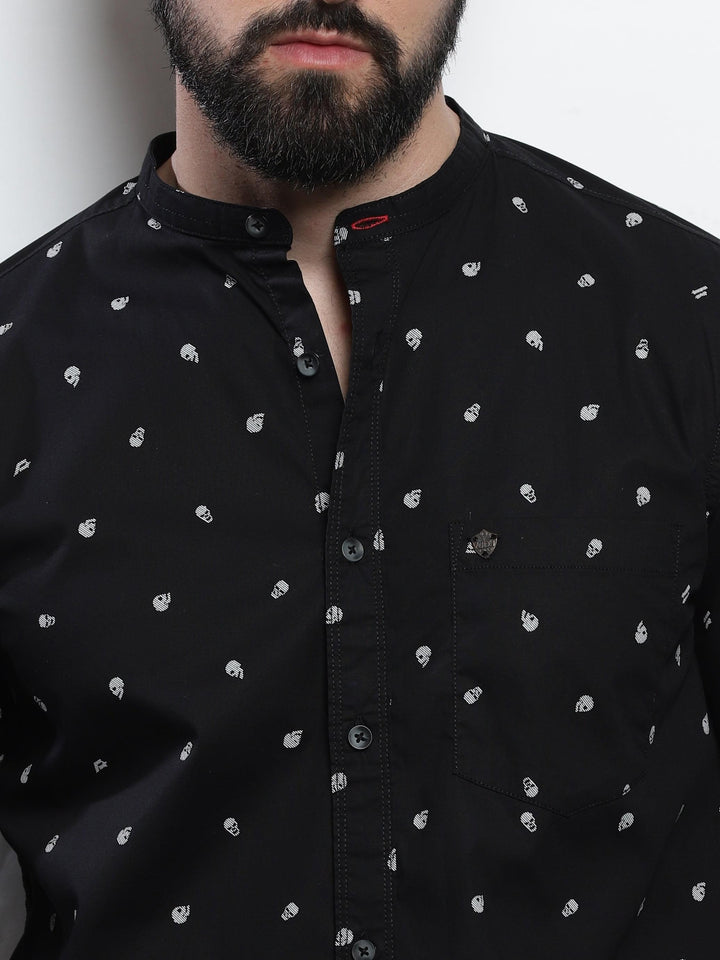 VUDUBlack Skull Print ShirtRegular Fit