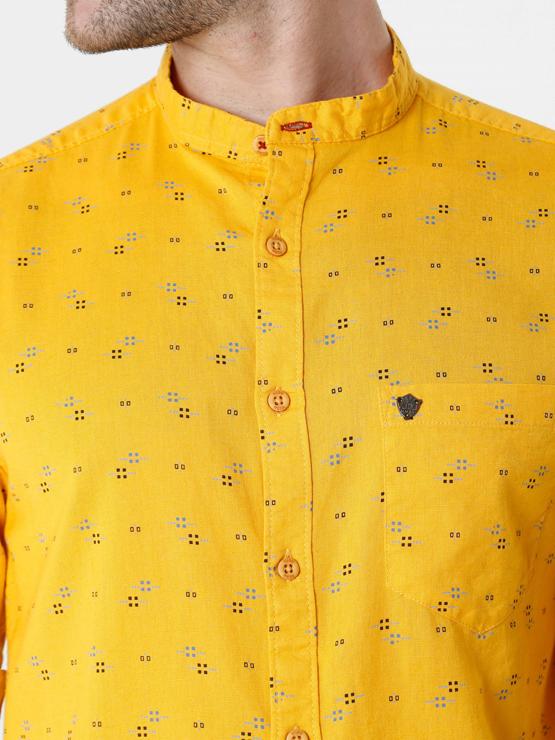 Geometric Print Mustard Shirt
